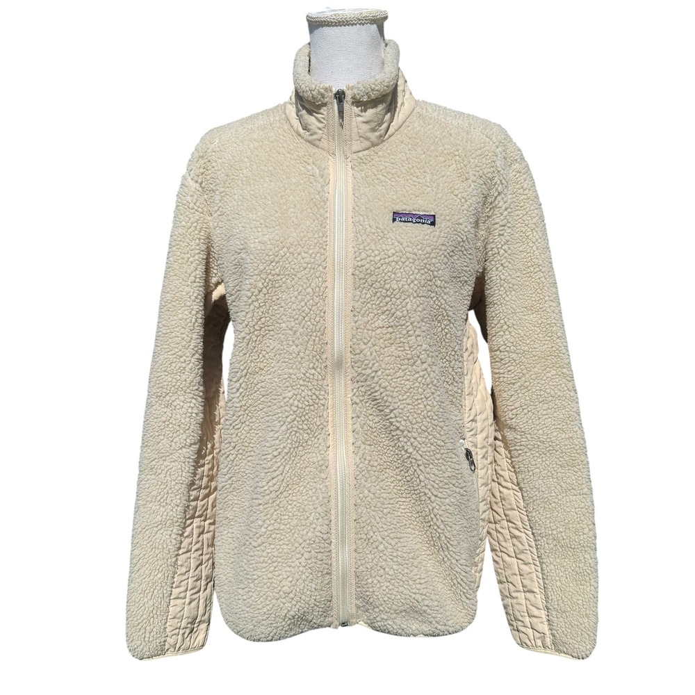 Patagonia Synchilla Fleece Jacket Womens XL Cream Full Zip Quilted 23071 F7‎